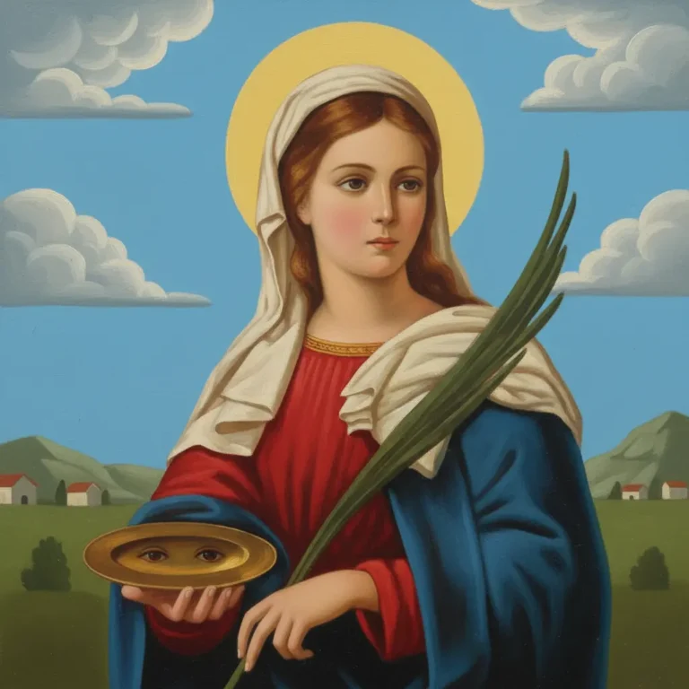 Santa Lucía portando sus ojos en un cuenco