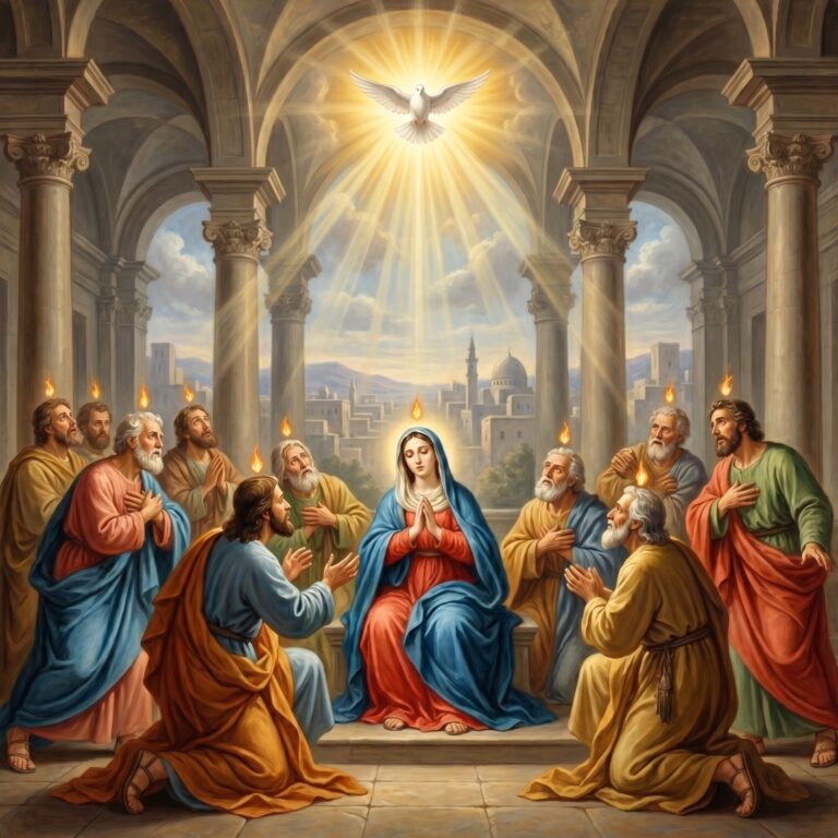 La Virgen y los Apóstoles recibiendo el Espíritu Santo en Pentecostés