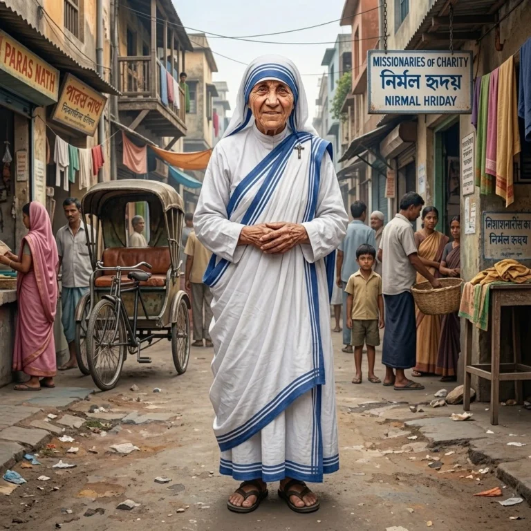 santa teresa de calcuta caminando por la India